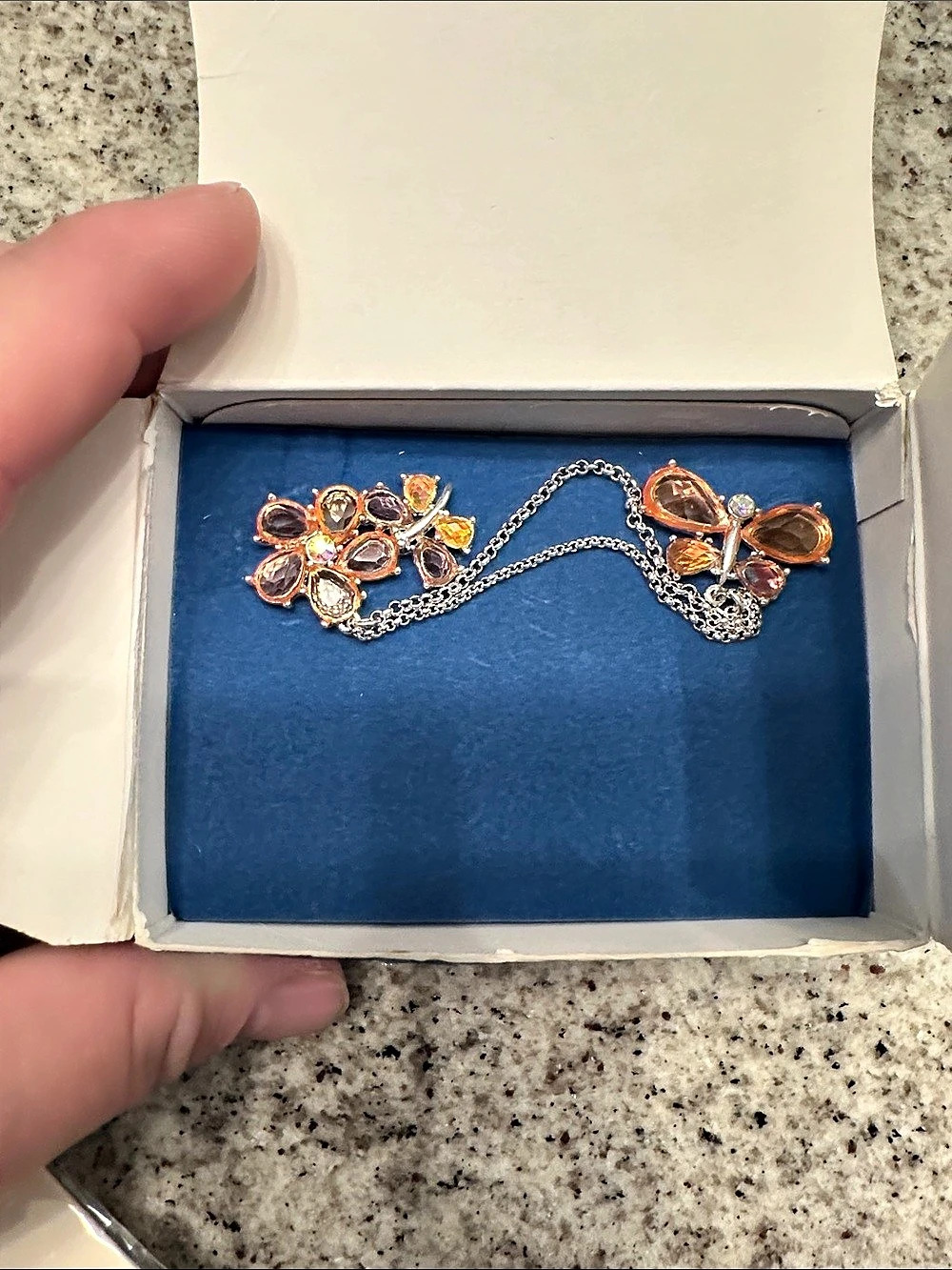 NWT Avon Amber Floral Broach in Silver